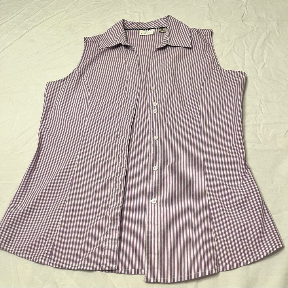 Lee Purple Striped Sleeveless Button-Down Shirt